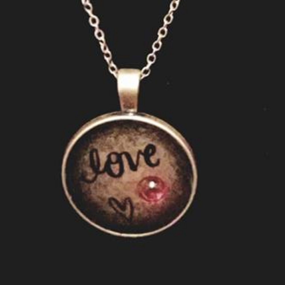 Love Necklace in Antique Brass